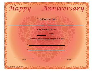Document preview: Marriage Anniversary Certificate Template