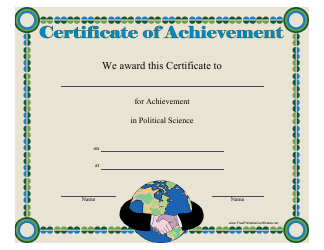 Document preview: Political Science Achievement Certificate Template