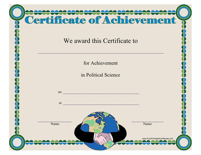 Political Science Achievement Certificate Template