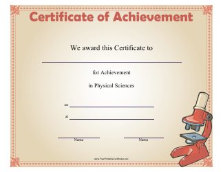 Document preview: Physical Sciences Certificate of Achievement Template