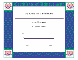 Document preview: Health Sciences Certificate of Achievement Template