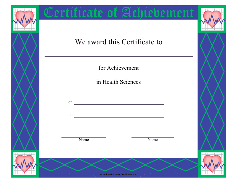 Health Sciences Certificate of Achievement Template
