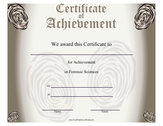 Document preview: Forensic Sciences Certificate of Achievement Template