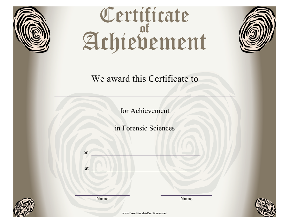 Forensic Sciences Certificate of Achievement Template - Beautiful Design