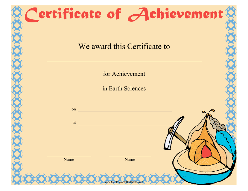 Earth Science Certificate of Achievement Template – Preview Image