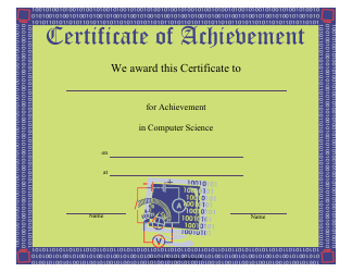Document preview: Computer Science Certificate of Achievement Template