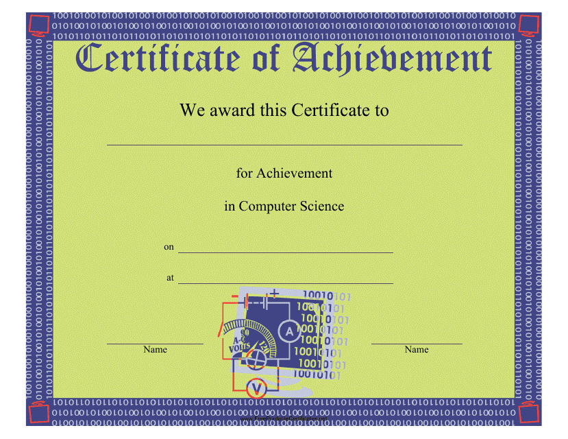 Computer Science Achievement Certificate Template