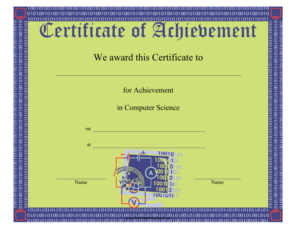 Computer Science Achievement Certificate Template
