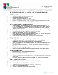 Swimming Pool and SPA Self-inspection Checklist - Kern County, California