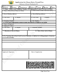 Application for Ghana Entry Permit/Visa - Embassy of Ghana - Washington, D.C., Page 2