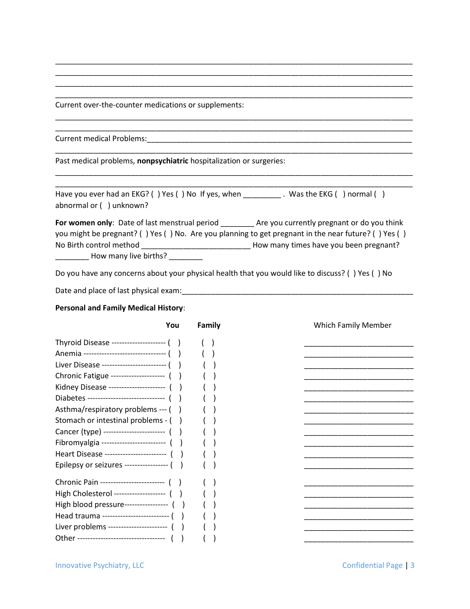 Psychiatric Intake Form Innovative Psychiatry Fill Out Sign Online And Download Pdf 