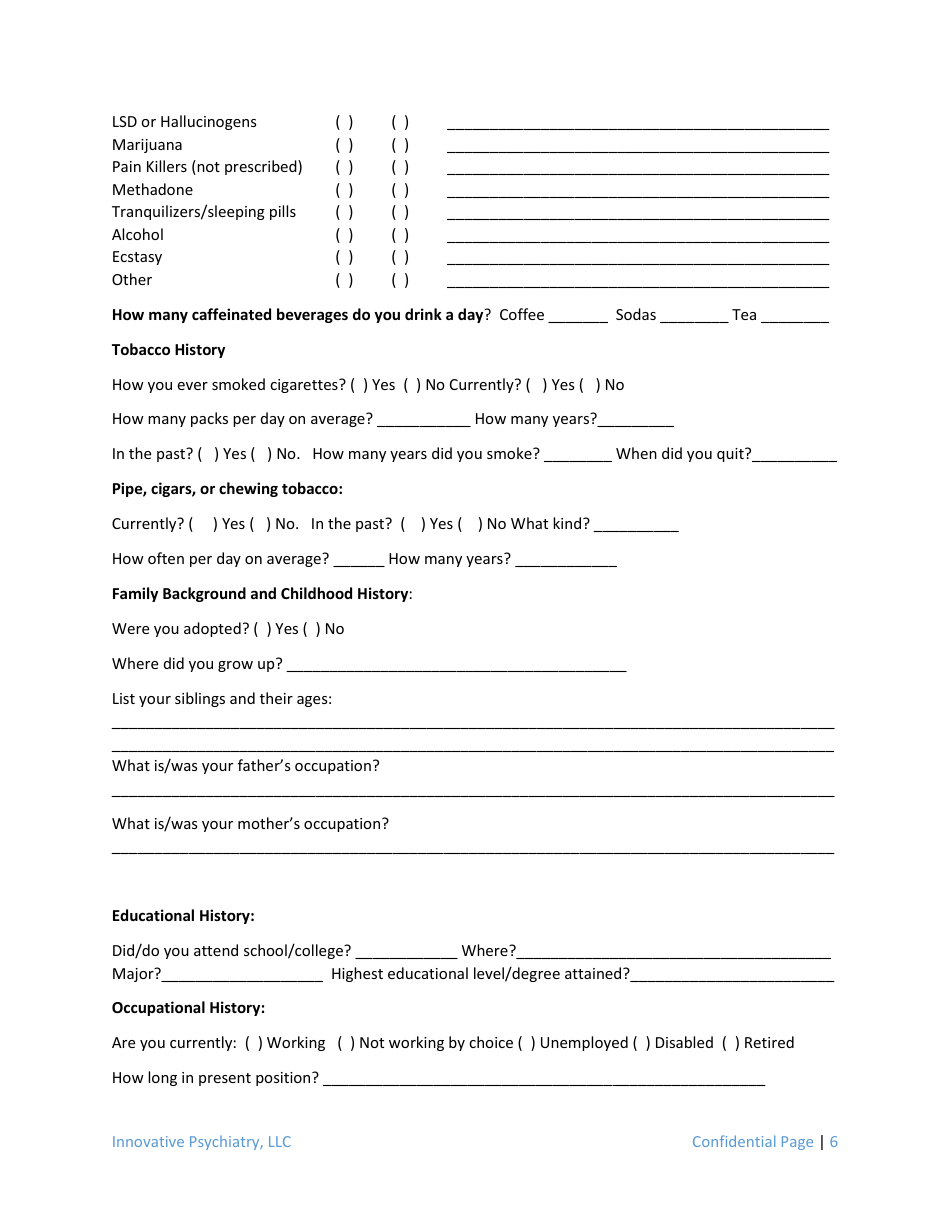 Psychiatric Intake Form Innovative Psychiatry Fill Out Sign Online And Download Pdf 3281