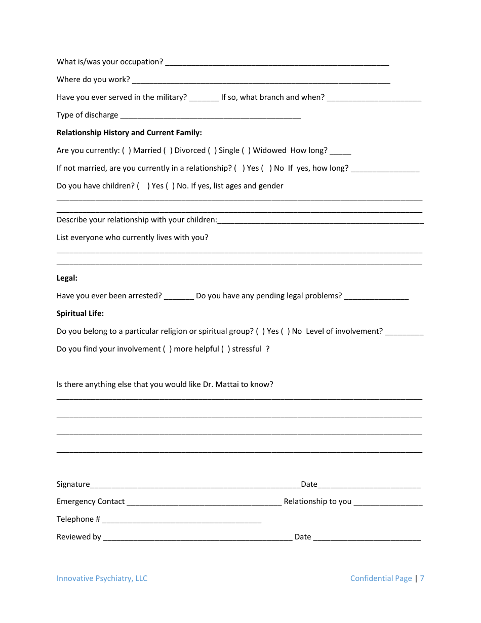 Psychiatric Intake Form - Innovative Psychiatry - Fill Out, Sign Online ...