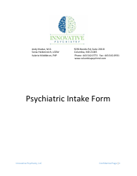 &quot;Psychiatric Intake Form - Innovative Psychiatry&quot;