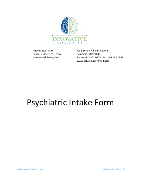 Psychiatric Intake Form - Innovative Psychiatry