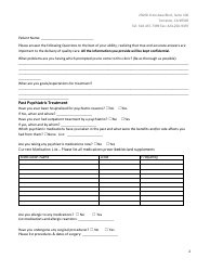 Outpatient Adult Psychiatry/Psychology Intake Form - Pacific Pain &amp; Wellness Group, Page 2