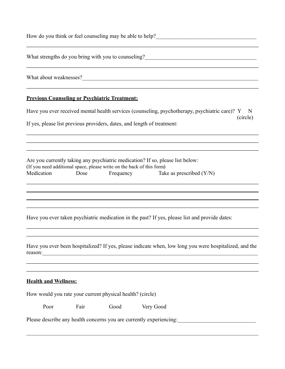 Psychiatric Intake Form Pllc Fill Out Sign Online And Download Pdf Templateroller 5153