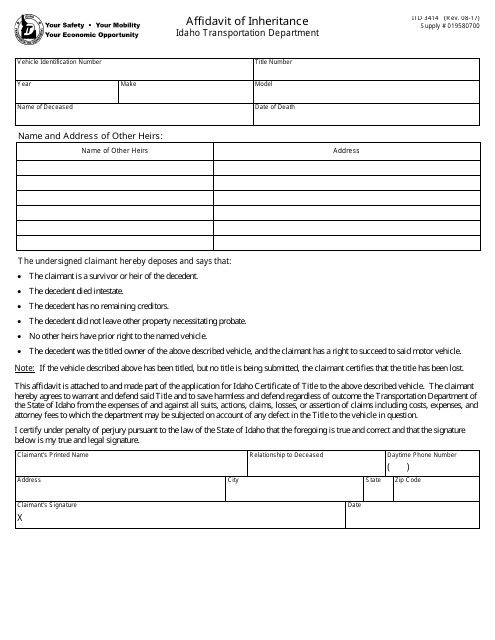 Form ITD3414  Printable Pdf