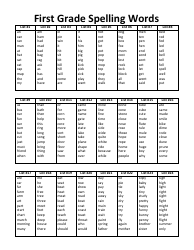 First Grade Spelling Words List, First Grade Sight Words