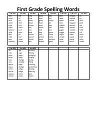 First Grade Spelling Words List, First Grade Sight Words, Page 2