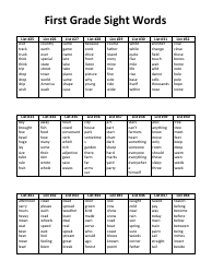 First Grade Spelling Words List, First Grade Sight Words, Page 4