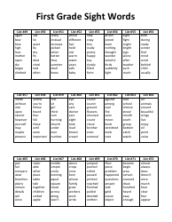 First Grade Spelling Words List, First Grade Sight Words, Page 5