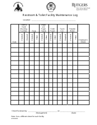 Document preview: Restroom & Toilet Facility Maintenance Log Template - Rutgers