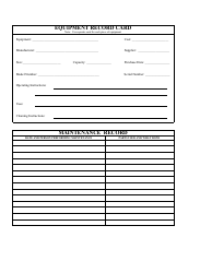 Equipment Record Card and Maintenance Log Template