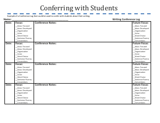 Conferring With Students - Conference Log - Wisconsin, Page 4