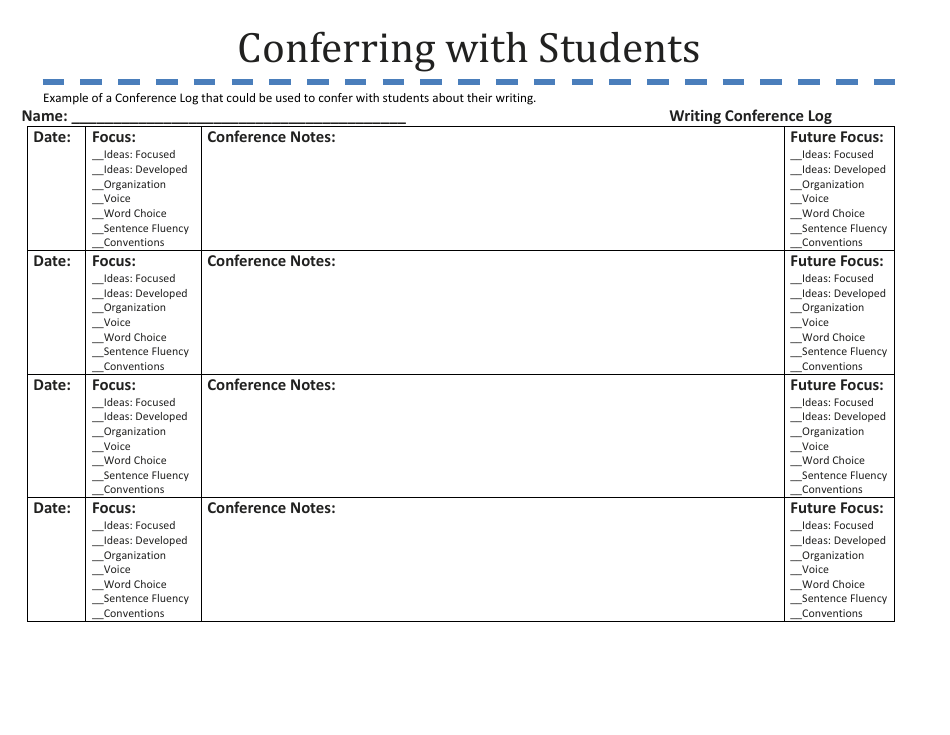 Conferring With Students - Conference Log - Wisconsin, Page 4