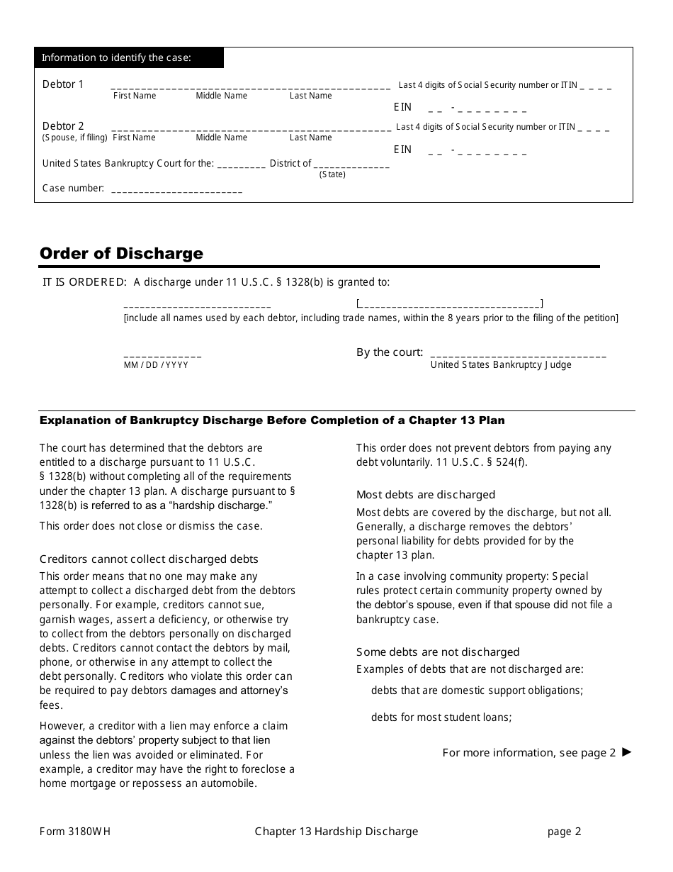 Official Form 3180WH Order of Discharge, Page 1