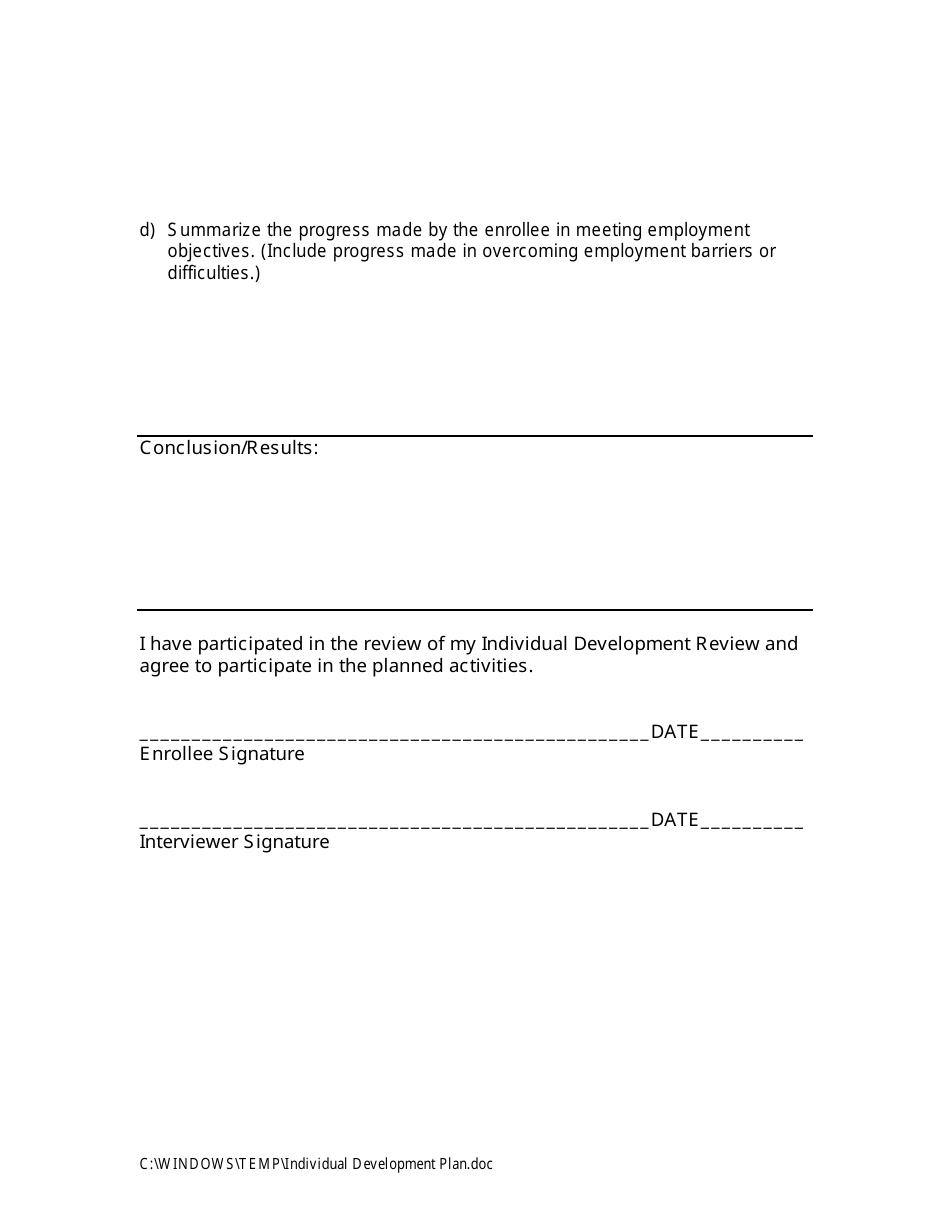 Individual Development Plan - Senior Community Service Employment Program, Page 5