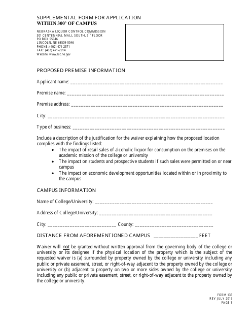 Form 135  Printable Pdf