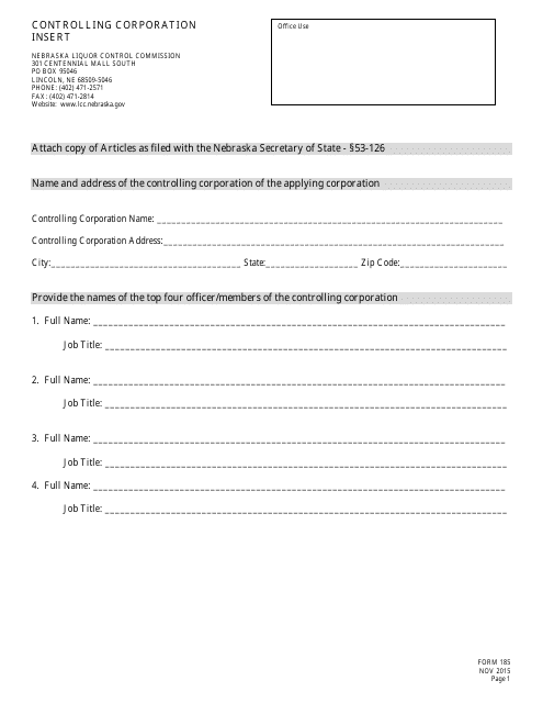 Form 185  Printable Pdf