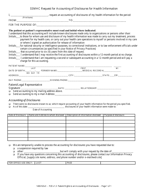 Request for Accounting of Disclosures for Health Information Form
