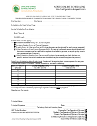Document preview: Aeris Online Scheduling Site Configuration Request Form - Oakland Unified School District