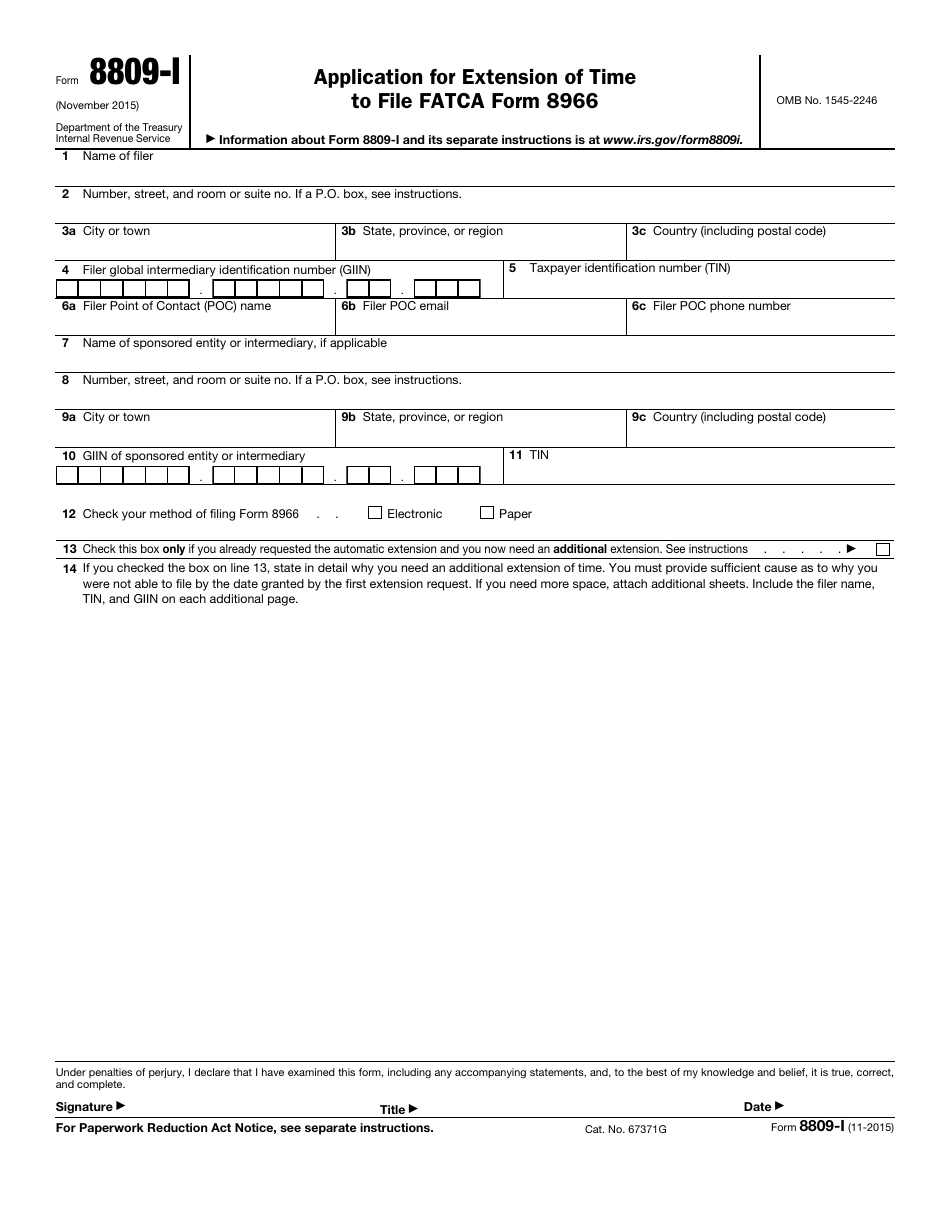 IRS Form 8809-I - Fill Out, Sign Online and Download Fillable PDF ...