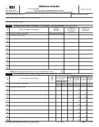 IRS Form 851 Affiliations Schedule