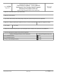 Document preview: IRS Form 14704 Transmittal Schedule Form 5500-ez Delinquent Filer Penalty Relief Program (Revenue Procedure 2015-32)