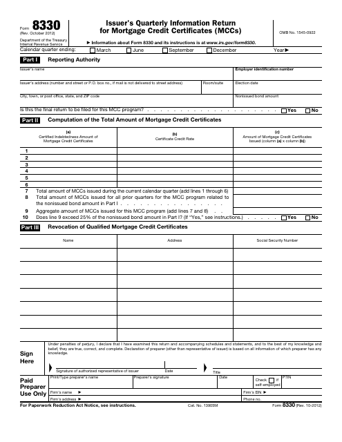 IRS Form 8330  Printable Pdf
