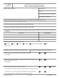 Document preview: IRS Form 9210 Alien Status Questionnaire