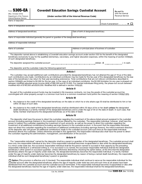 IRS Form 5305-EA  Printable Pdf
