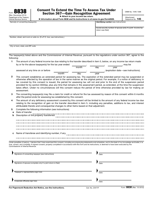 IRS Form 8838  Printable Pdf