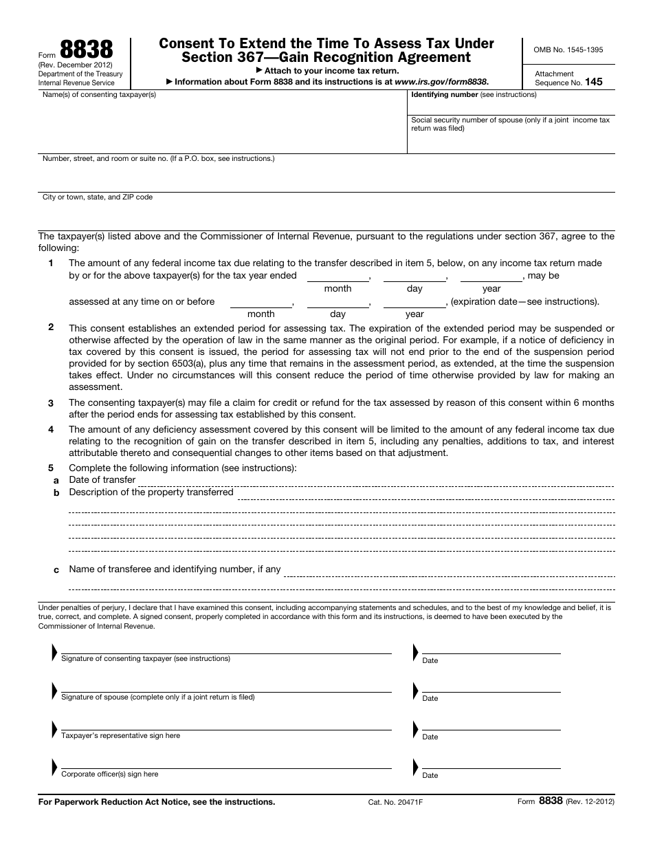 IRS Form 8838 - Fill Out, Sign Online And Download Fillable PDF ...