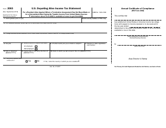 Document preview: IRS Form 2063 U.S. Departing Alien Income Tax Statement