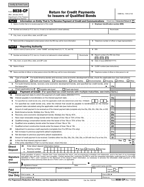 IRS Form 8038-CP  Printable Pdf