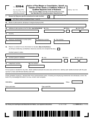 Document preview: IRS Form 5310-A Notice of Plan Merger or Consolidation, Spinoff, or Transfer of Plan Assets or Liabilities; Notice of Qualified Separate Lines of Business