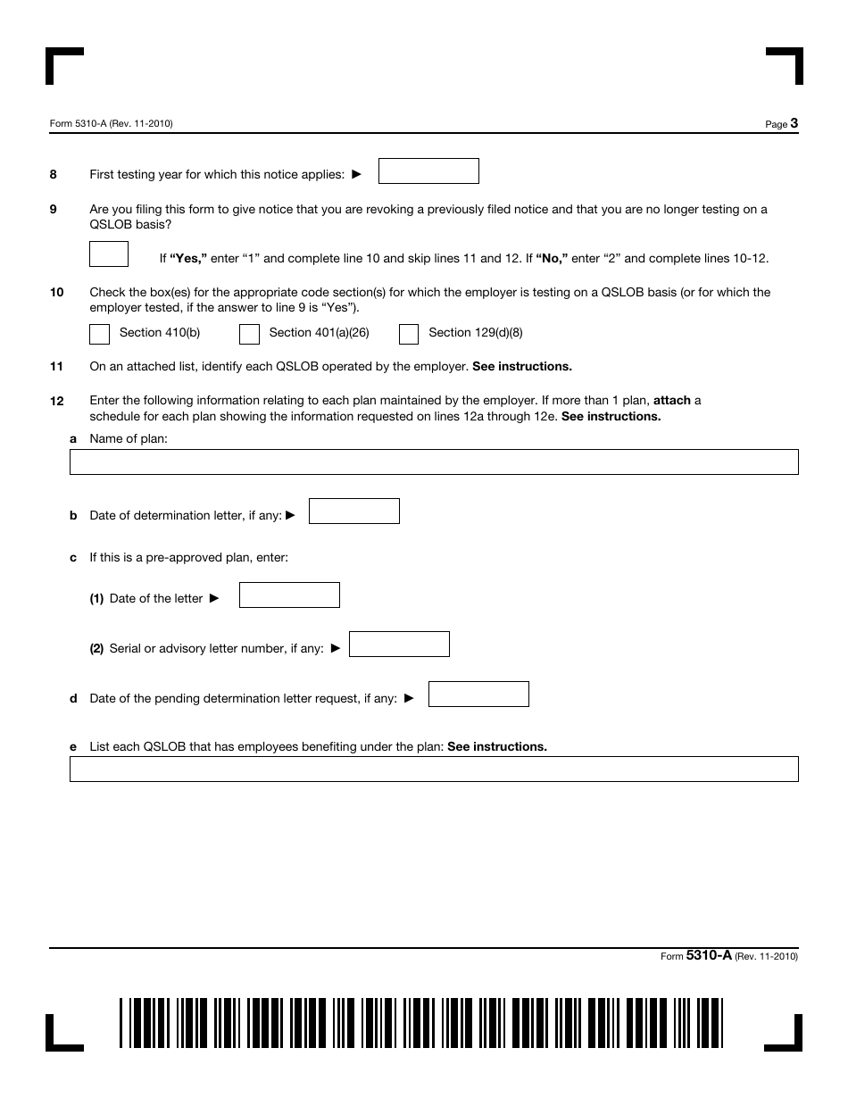 IRS Form 5310-A Notice of Plan Merger or Consolidation, Spinoff, or Transfer of Plan Assets or Liabilities; Notice of Qualified Separate Lines of Business, Page 3