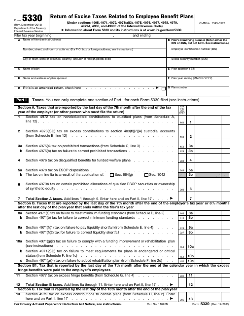IRS Form 5330  Printable Pdf