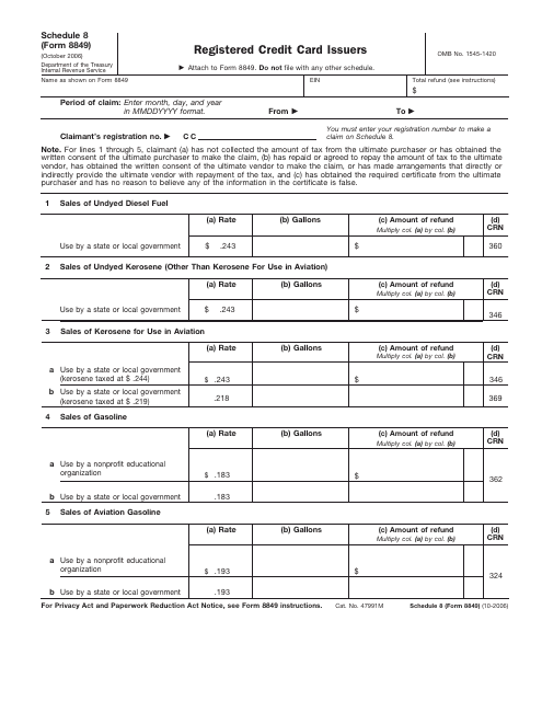 IRS Form 8849 Schedule 8  Printable Pdf